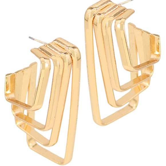 Layered Square Hoops - Picture 1 of 2